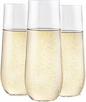 Vista 11 de SUT 36 copas de champán de plástico sin tallo, con borde dorado de 9 onzas, vasos de tostado de plástico transparente, vasos de cóctel