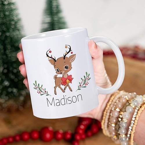 Miniatura 5 de Taza de café de Navidad con nombre personalizado para niños, taza de chocolate caliente de Navidad, tazas de cacao de 11 onzas, taza de té de