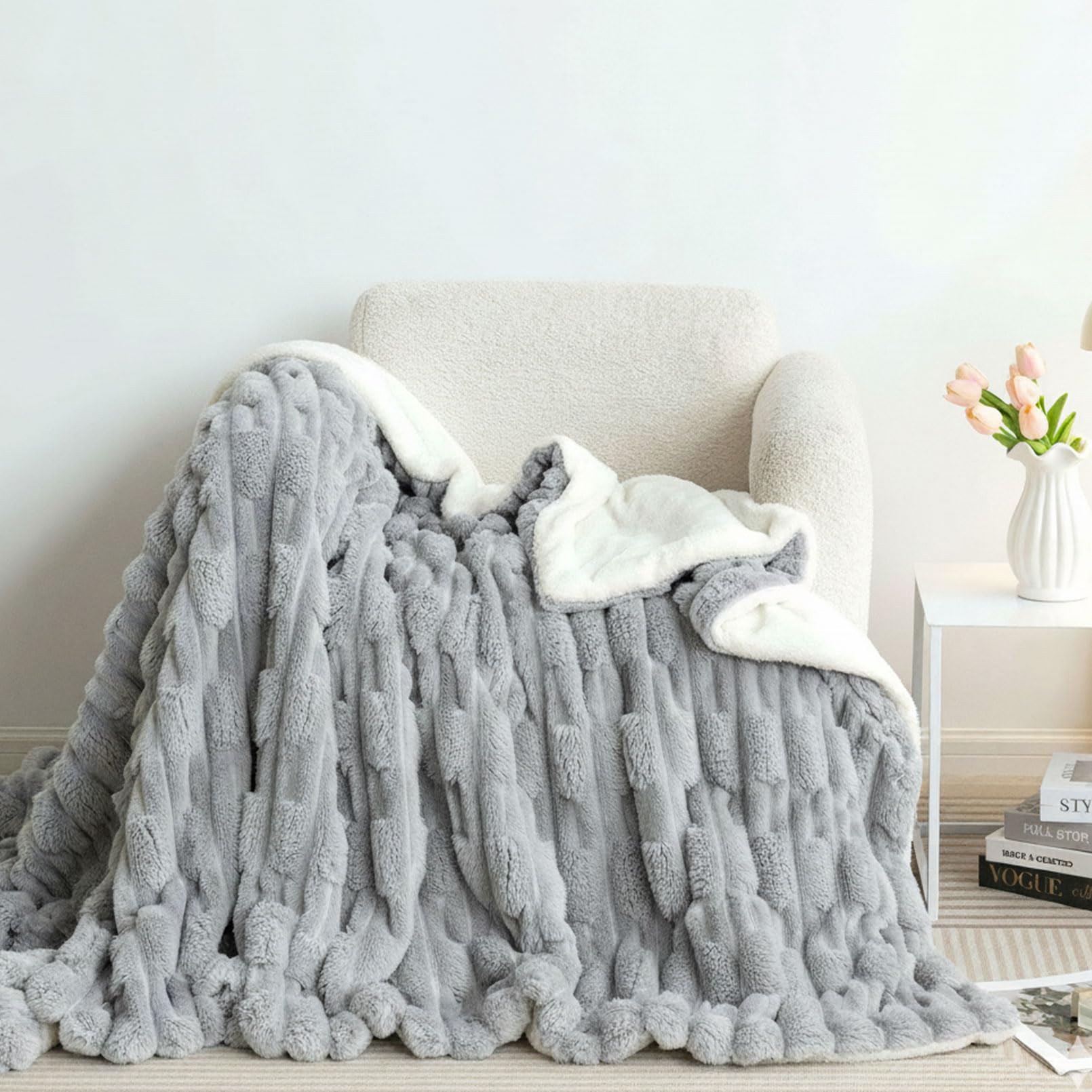 Manta mullida con textura suave de ensueño, extracálida para invierno, ideal como manta de sofá y colcha para cama, buen regalo para mujeres (geometría gris, 150 x 200 cm)
