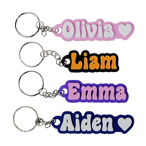 Custom Keychain Groovy Font, Personalized Key Chain, Customized Name Text Tag