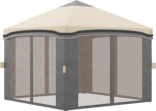 Miniatura 10 de Outsunny Tienda de campaña desplegable de 10 x 10 pies con red, tiendas instantáneas para fiestas, altura ajustable, con bolsa de transporte con