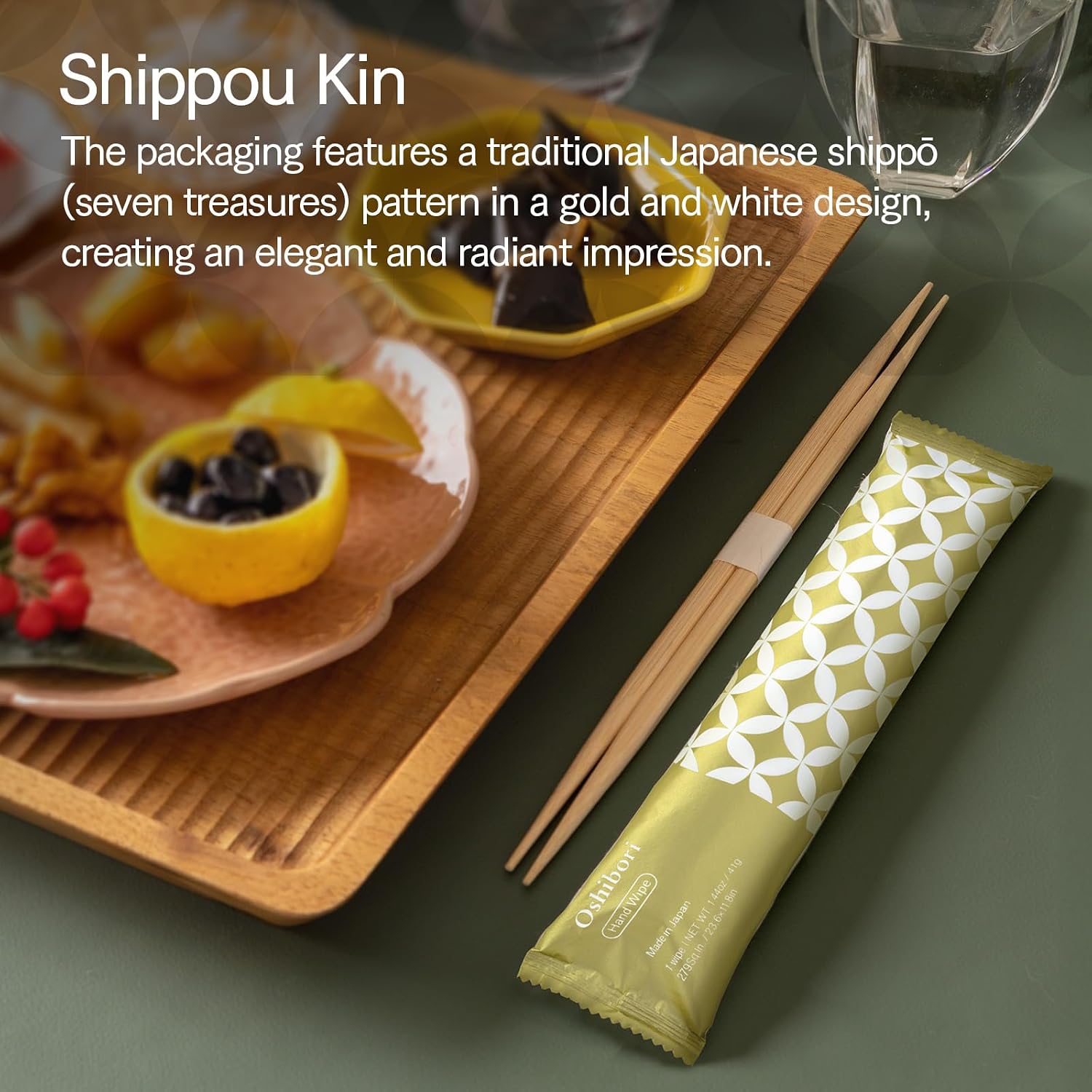 FSX Oshibori. Single-use/Disposable Wet Hand Towel WAGARA Shippou Kin 50pcs. Japan