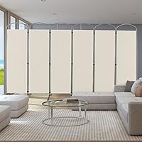 Vista 8 de Giantex Divisor de habitación plegable de 6 paneles de 6.2 pies, color blanco, pantalla de privacidad de tela plegable independiente de 130 pulgadas