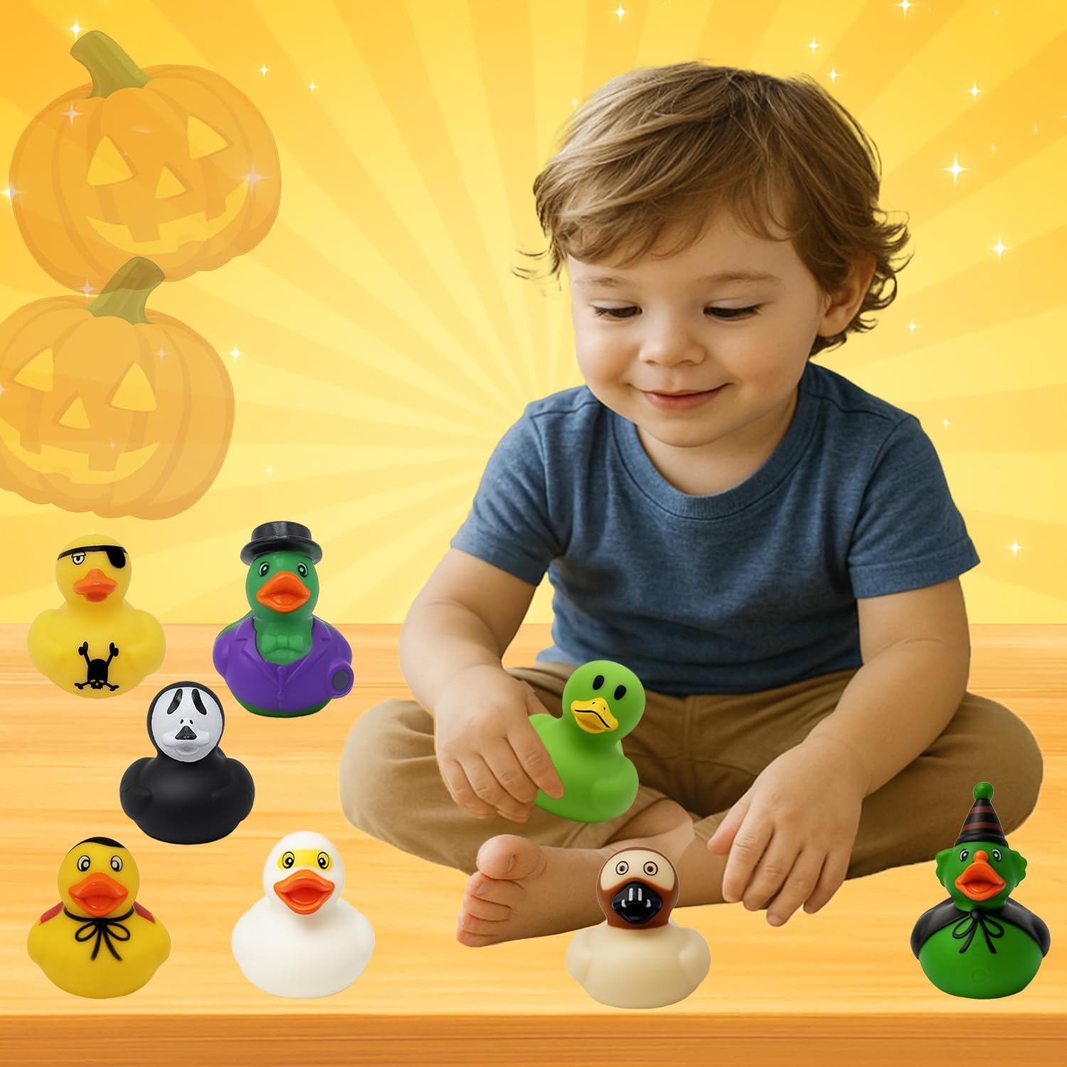 Halloween Rubber Duck Monster Toy Duckies for Kids, Bath Birthday Gifts Baby Showers Summer Beach and Pool Activity, 2" (50-Pack)