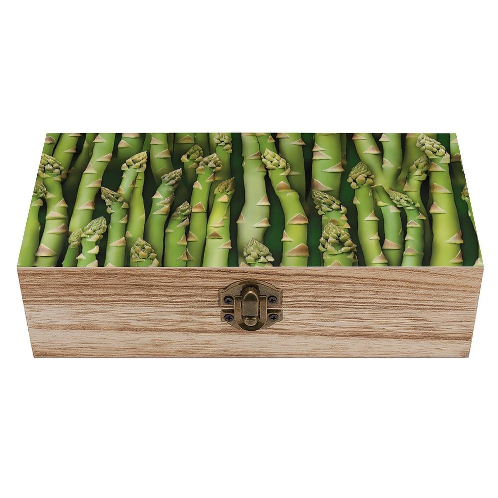 HLBSDM Asparagus Wooden Storage Box with Front Clasp Vintage Keepsake Boxes for Jewelry Decorative Gift Ideas for Men Women