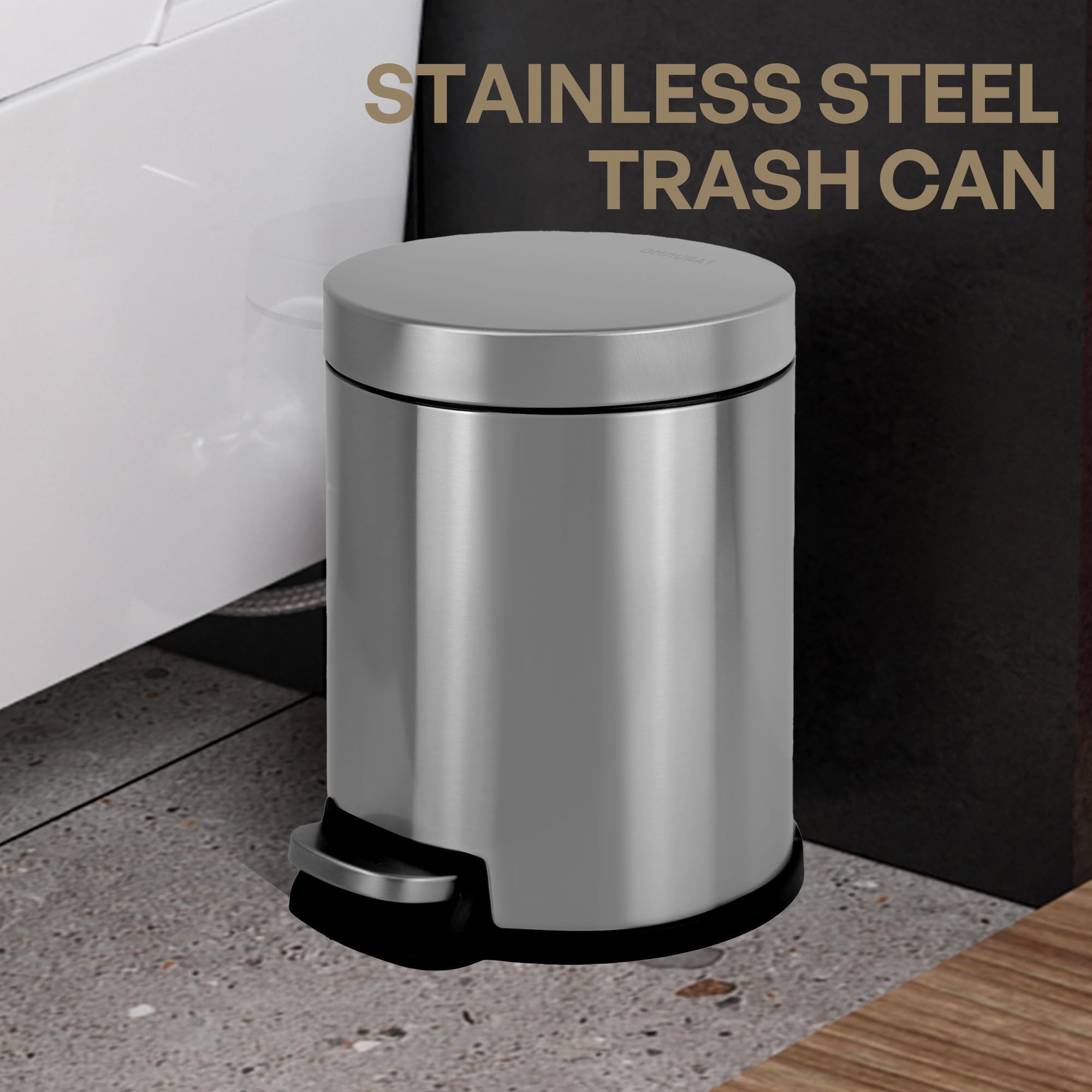 Restmülleimer Deckel Aus Edelstahl,Mülleimer Soft-Close,5L Trash Bin Tretmülleimer Mit,Toilet Trash Bin 5L Herausnehmbarer Innenbehälter (Original, 5L)