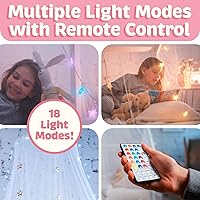 Vista 3 de Bollepo Toldo de cama con luces - Toldo de princesa rosa para habitación de niñas Individual, individual, matrimonial, Queen Cama para niños