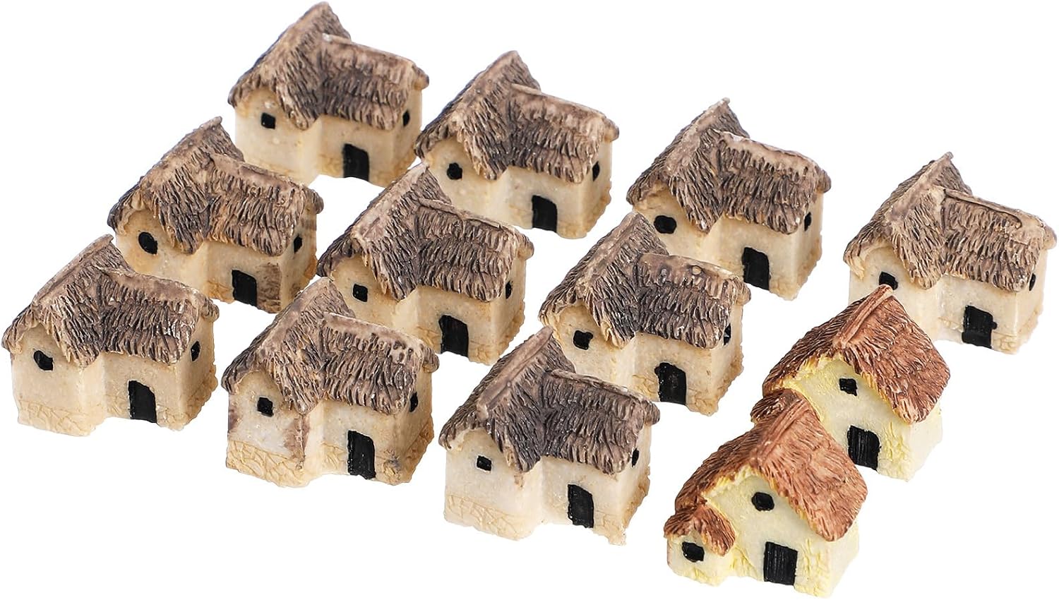 Yardwe 24pcs Miniature House Fairy Gardens Ornament Mini Resin House Cottage Statues Sculptures for Micro Landscape Dollhouse Decor, Random Style