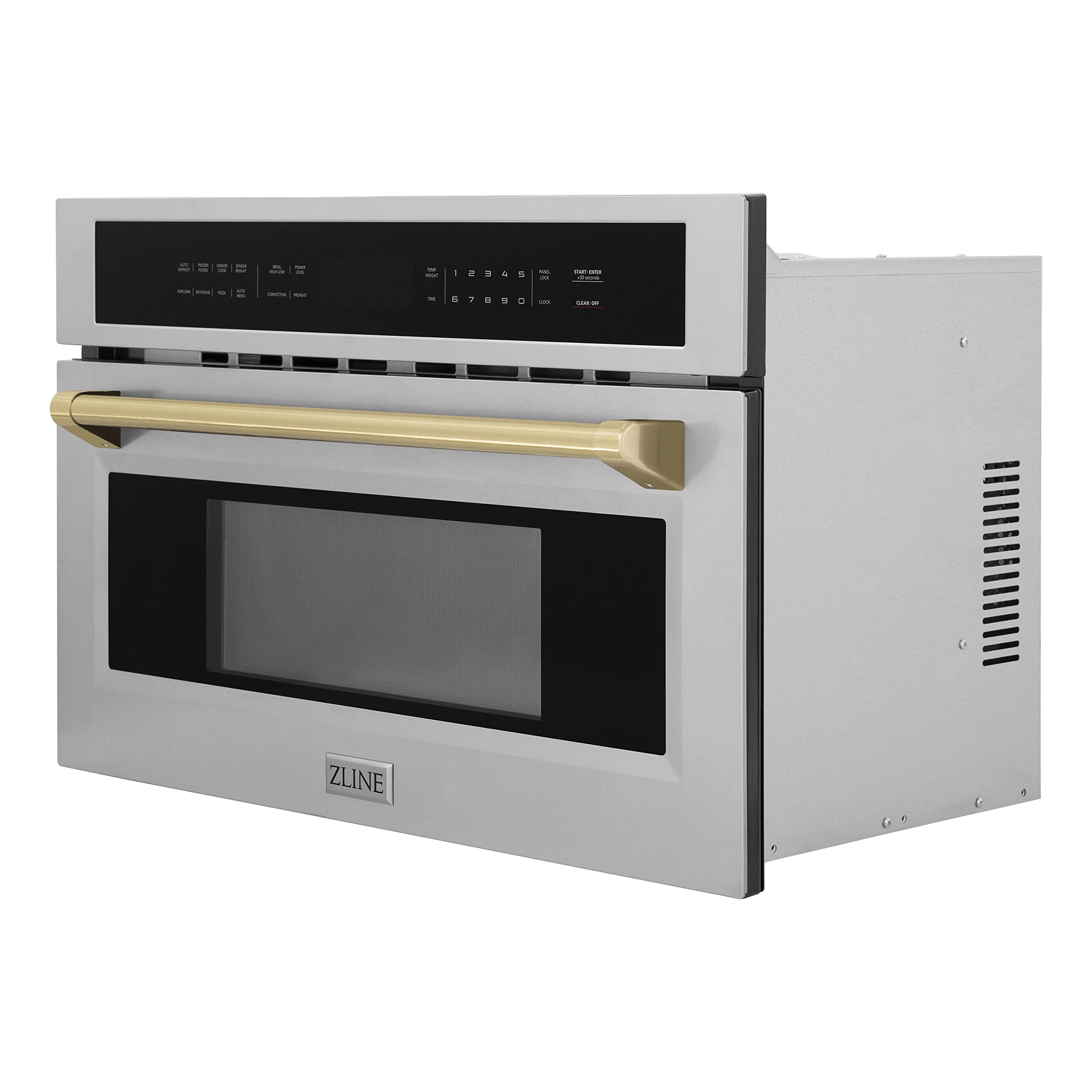 ZLINE Autograph Edition 30” 1.6 cu ft. Built-in Convection Microwave Oven in Stainless Steel and Champagne Bronze Accents