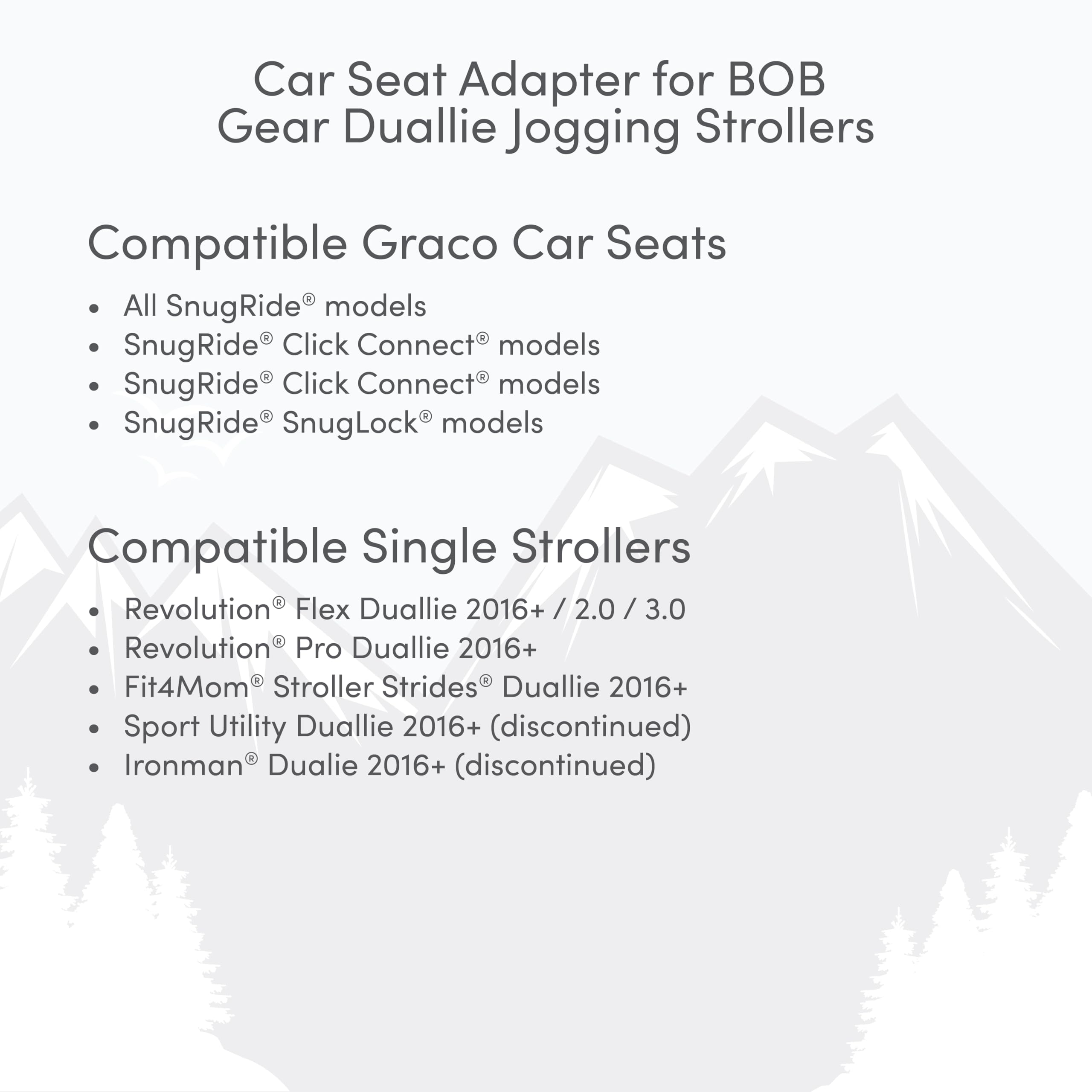 BOB Gear Duallie Jogging Stroller Infant Car Seats Adapter for Select Graco Branded Car Seats, 31.5x15.5x4.6 Inch (Pack of 1) : Baby