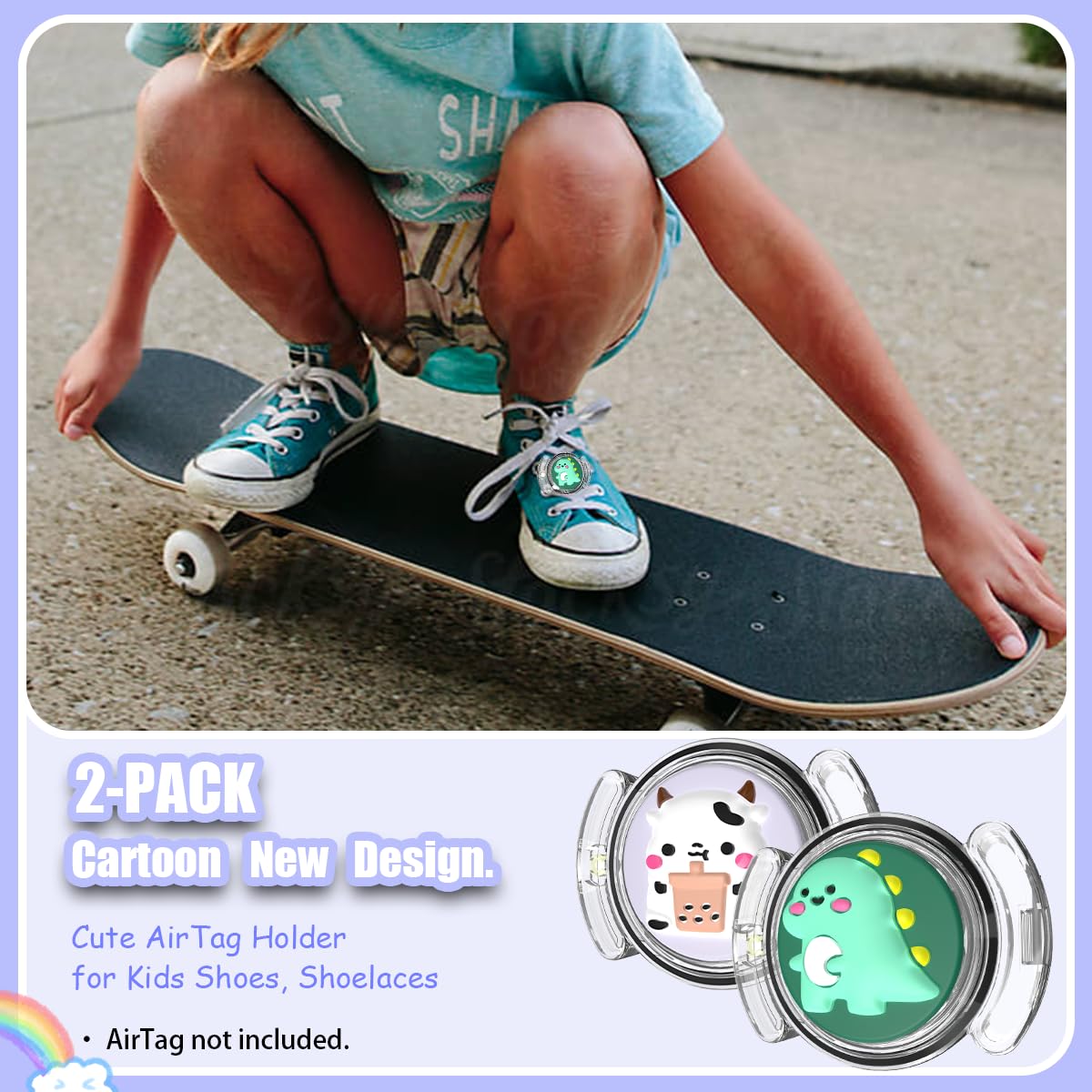 Aazon.co: 2 Pack Waterproof Air Tag Holder For Kids Shoelaces...