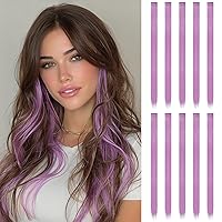 Vista 26 de FESHFEN Extensiones de Cabello con Clip de Colores - 10 PIEZAS Mechón de Cabello con Reflejos Azul Oscuro Extensiones Sintéticas Lisas con Clip