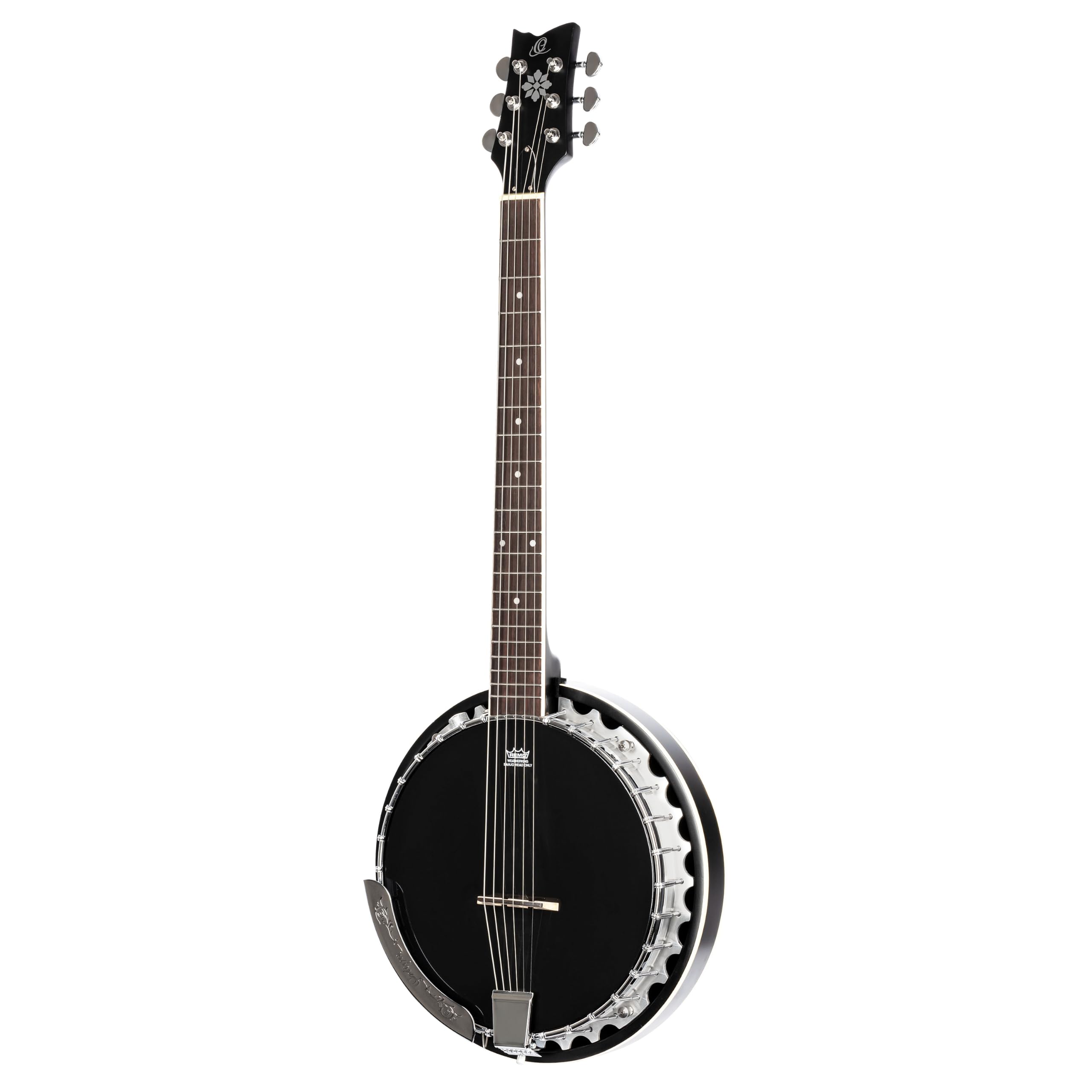 ORTEGA Banjo Série Raven 6 cordes avec housse luxe et capteur intégré - Noir (OBJE350/6-SBK)