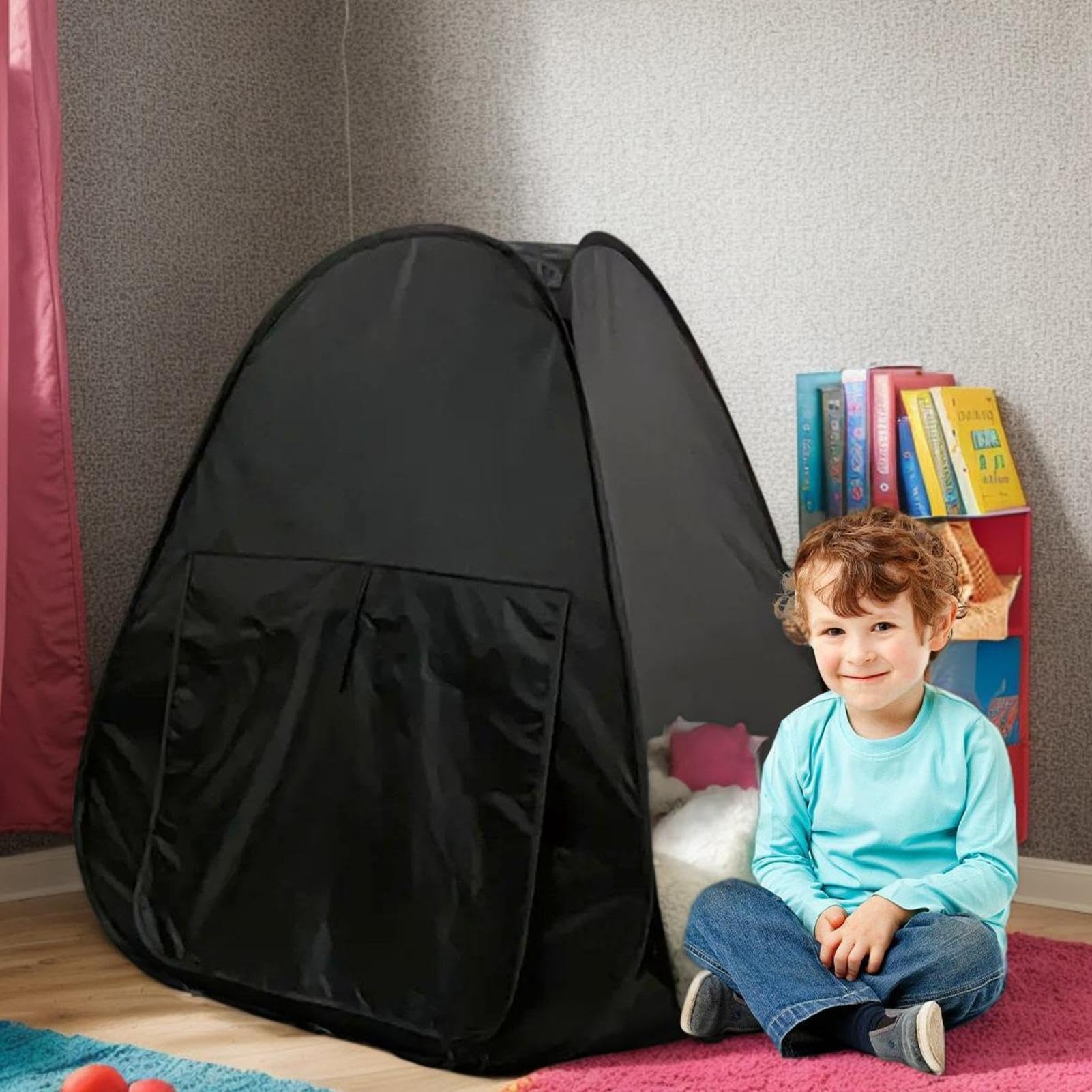 Sensory Tent – Children Calming Corner Play Hideaway Tent, Kids Educational Play House | Black Cloth, Indoor Outdoor Sensory Safe Focus Emotional Regulation Shelter for Boys Girls Calming
