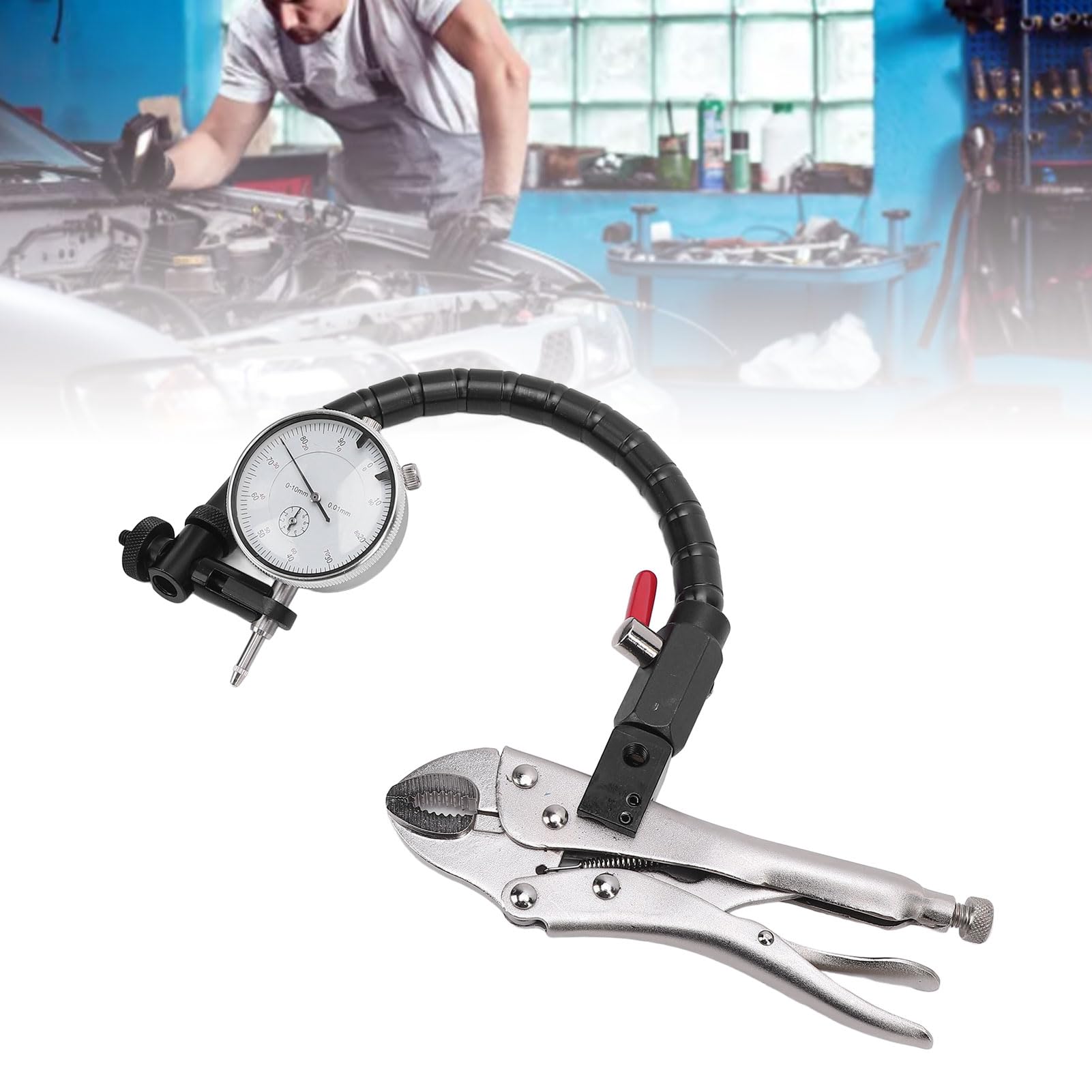 Juego de medidores de rotor de freno de disco Indicador de cuadrante de alta precisión con brazo flexible de 360° para mantenimiento de frenos automotrices Construcción de hierro