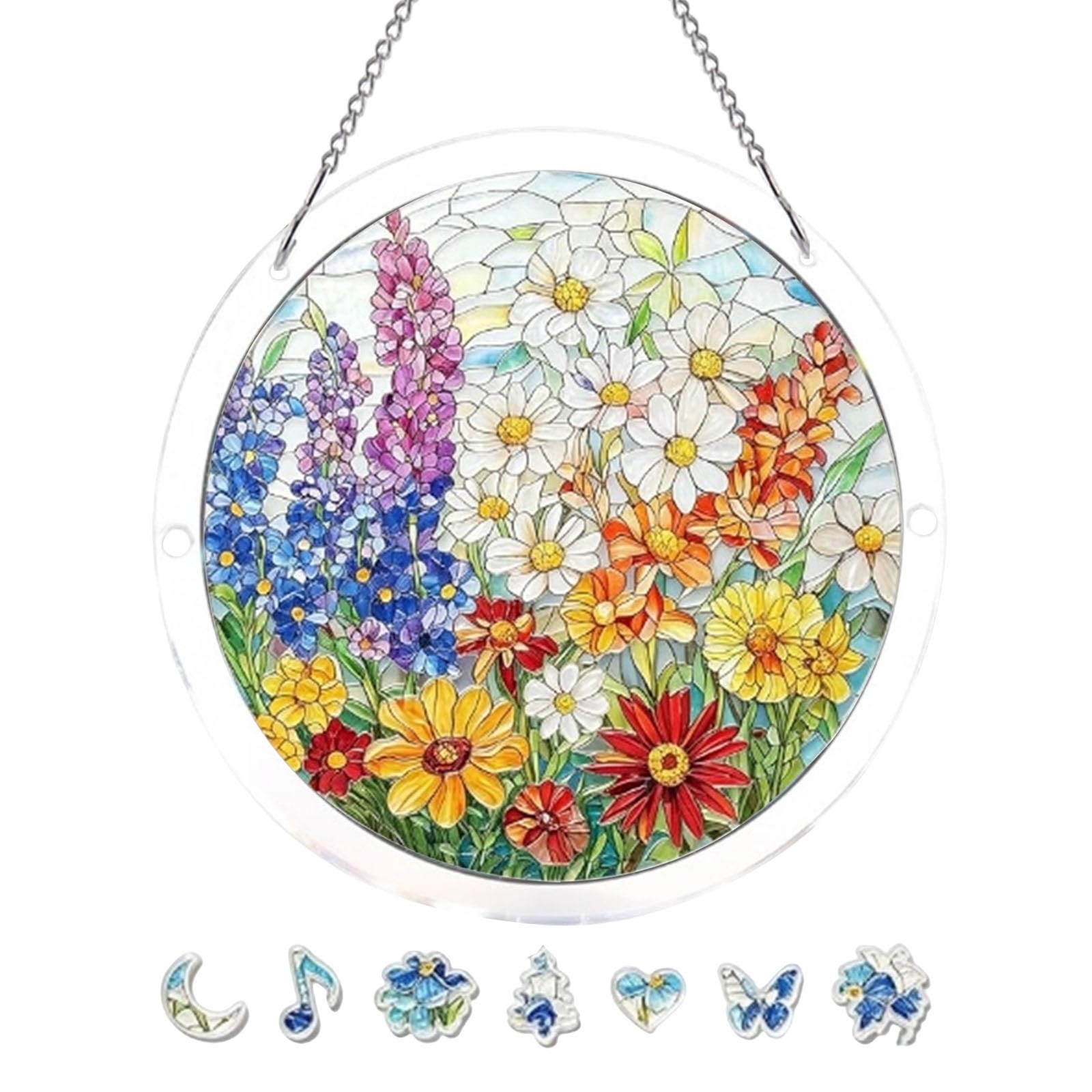 Acrylic Jigsaw Puzzle Suncatcher,Acrylic Puzzle Suncatcher,for Doors Garden and Window Hanging&Birthday Mom Women Adults Gift-19 CM,A — view 2