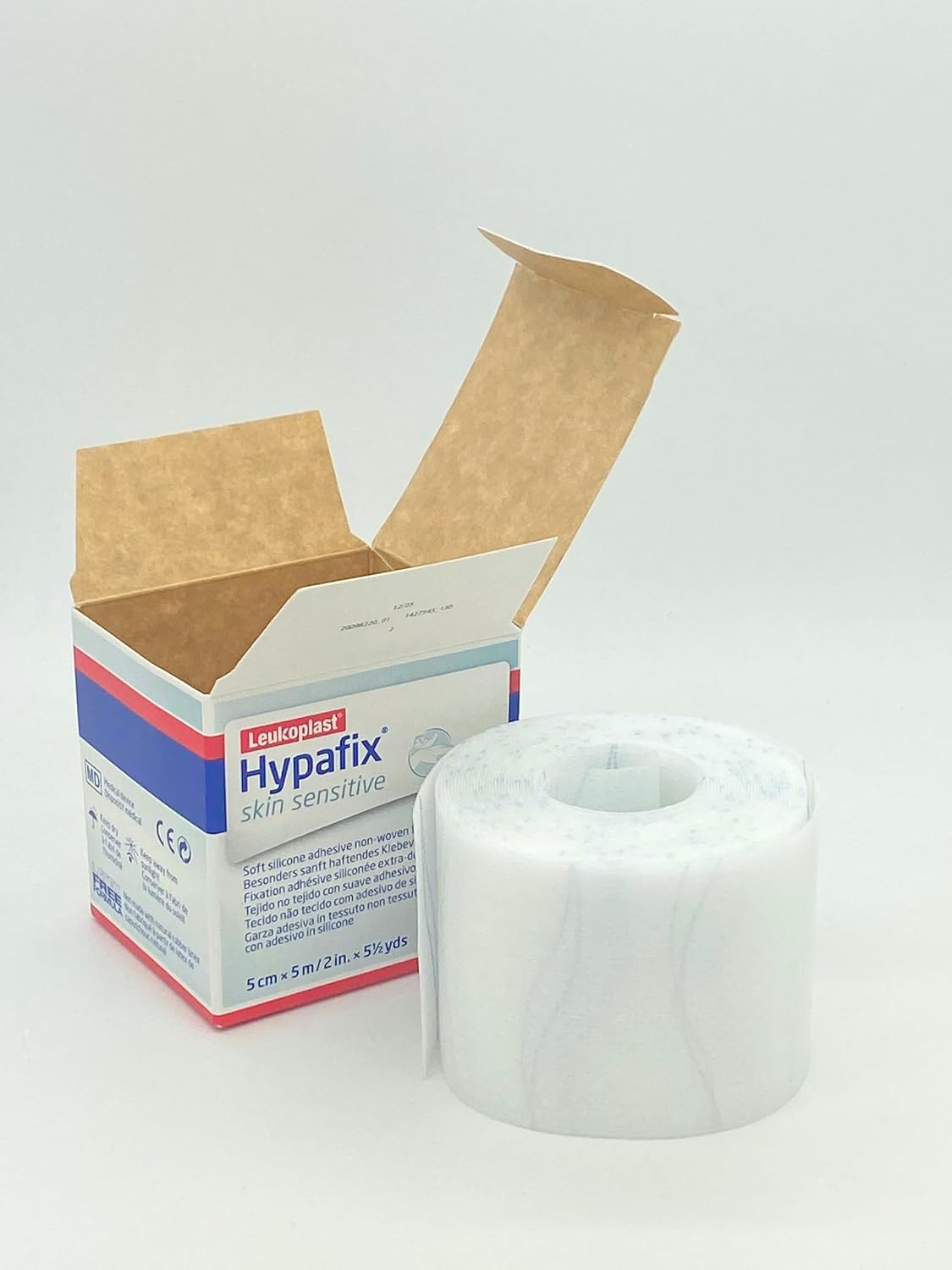 Leukoplast Hypafix Skin Sensitve Soft Silicone Wide-Area Fixation, 2 in. × 5.5 yd. (5 cm × 5 m), 1 Roll