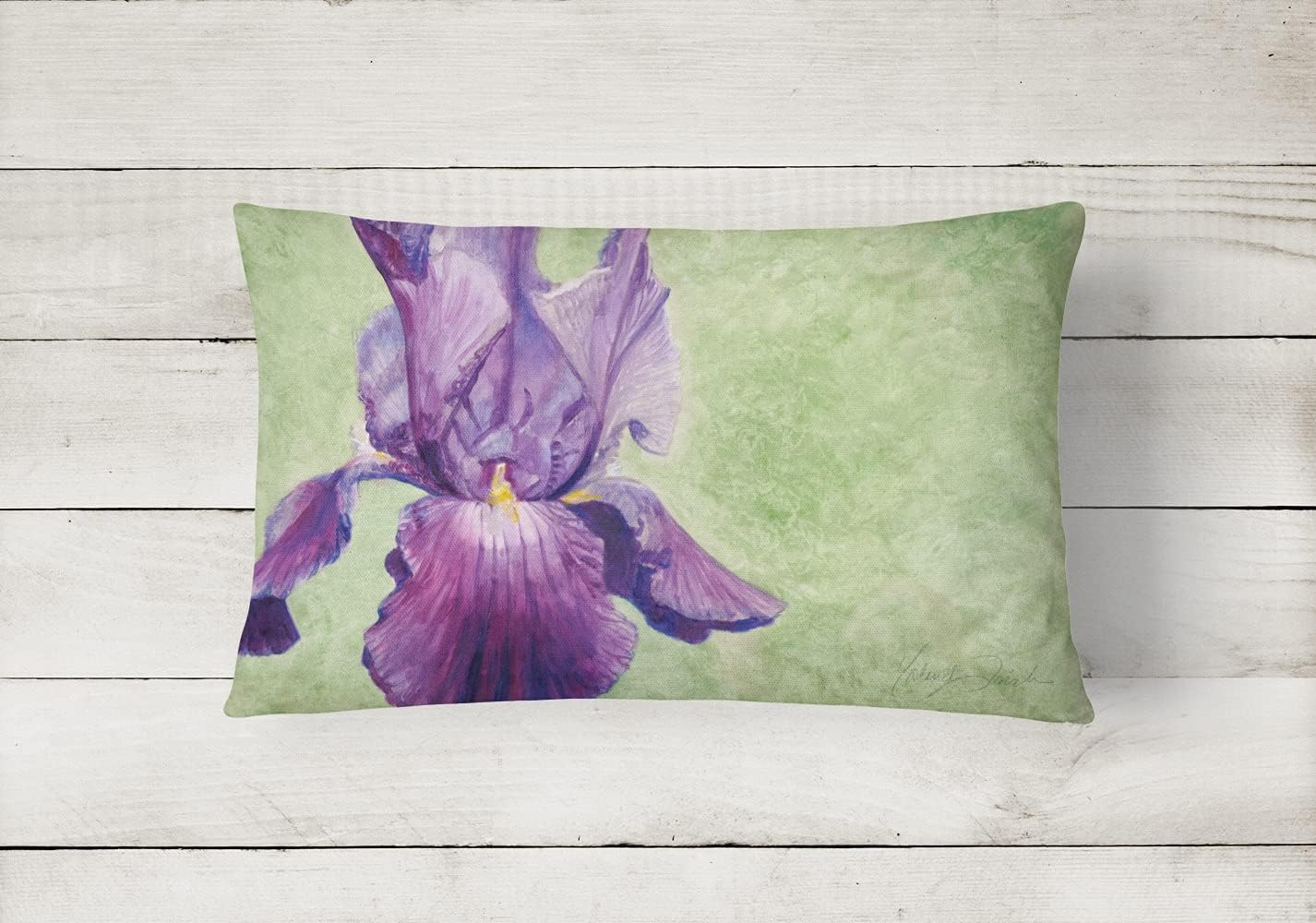 Caroline's Treasures TMTR0234PW1216 Purple Iris by Malenda Trick Canvas Fabric Decorative Pillow Machine Washable, Indoor Outdoor Decorative Pillow for Couch, Bed or Patio, 12HX16W