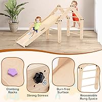 Vista 8 de INFANS Juguetes de escalada 12 en 1 para niños pequeños, juego de escalada triangular plegable Montessori de madera con rampa reversible, escalera