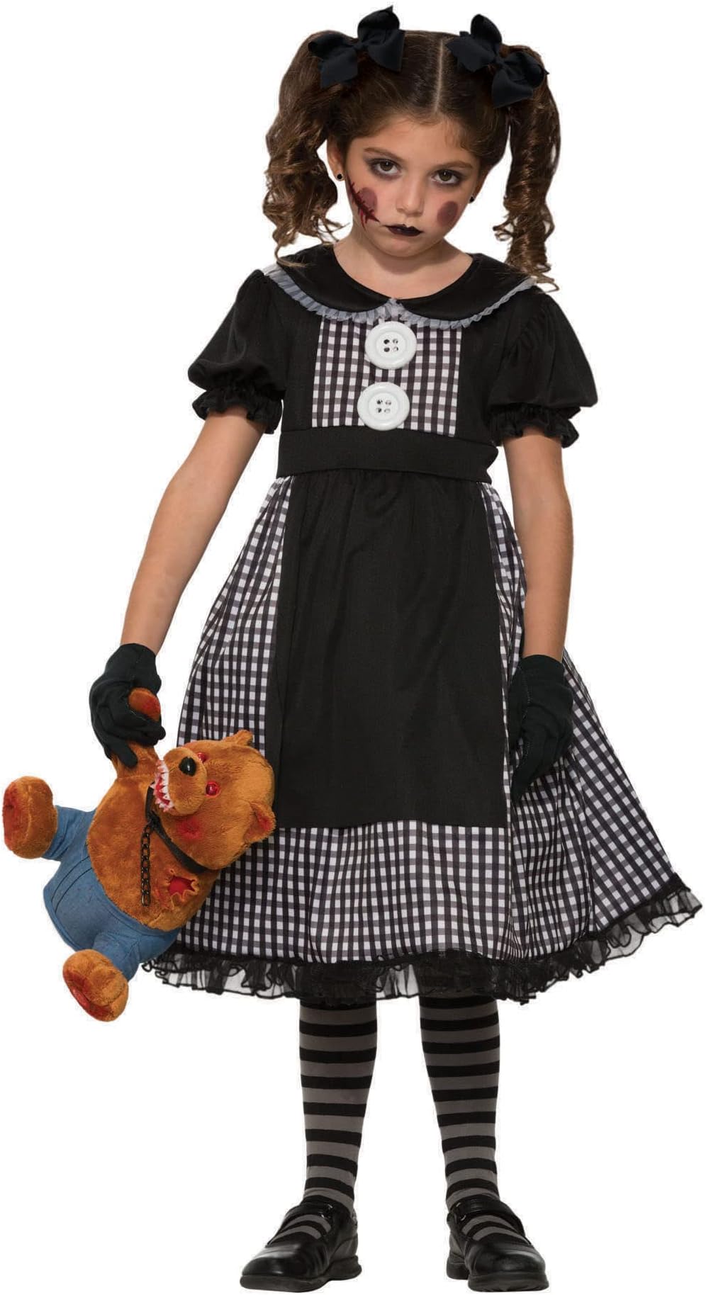 Dark Rag Doll Costume Dress for Kids, Girl's Large