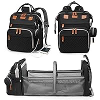 Vista 1 de Bolsas de pañales para bebé con cambiador, mochila impermeable para pañales para mamás y papás con puerto de carga USB, regalos para baby shower