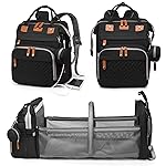 Astro alan Baby Diaper Bags with Changing Station, Waterproof Diaper Bag Backpack for Moms Dads with USB Charging Port, Baby Shower Gifts, Large Capacity diaper backpack, Black