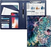 Vista 9 de WAVEYU Carpeta para CV, Portadocumentos, Portapapeles de piel sintética con cubierta para soporte legal, tamaño A4, para bloc de notas