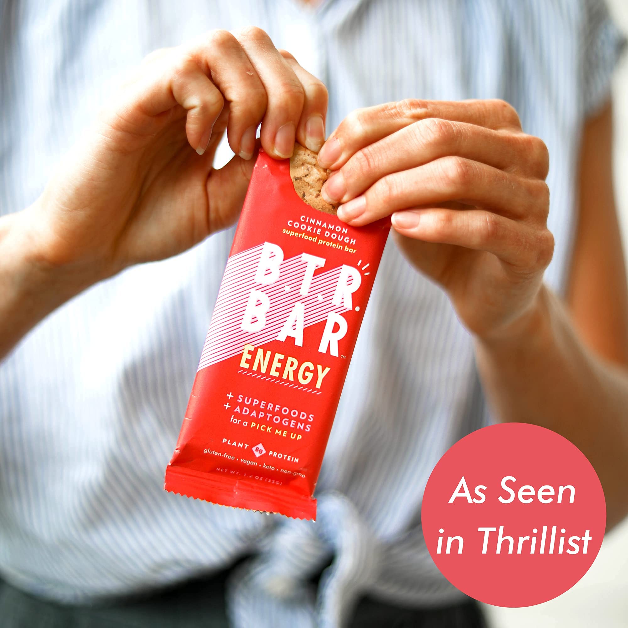 B.T.R. Bar Superfood Keto Protein Bars, Plant Based Vegan Protein, Low