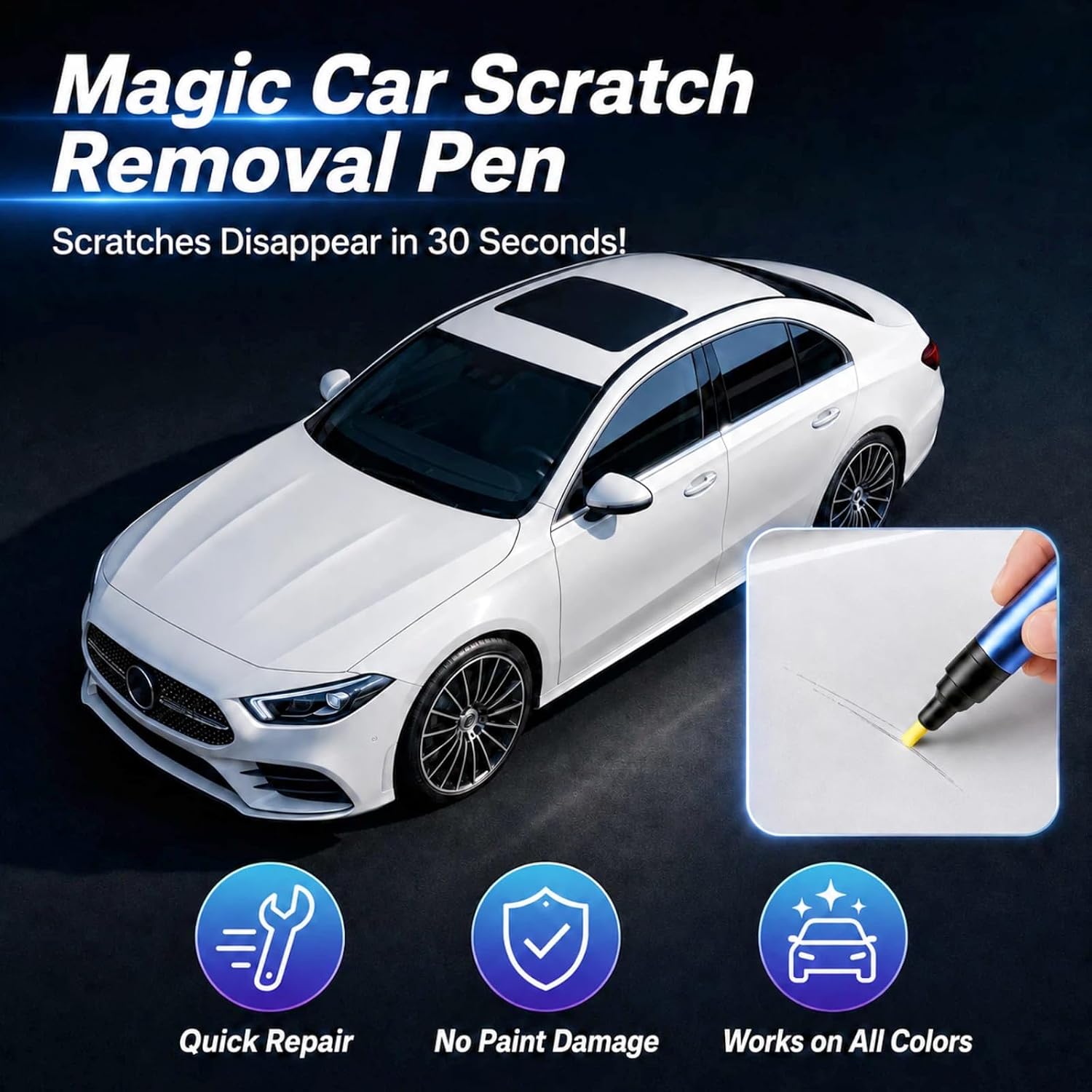 Magic Car Scratch Removal Pen, Professional Repair Solution For All Cars, Works On Any Color To Fix Scratches Swirl Marks And Scuffs, Easy DIY Paint Restoration Kit For A Seamless Finish (1)