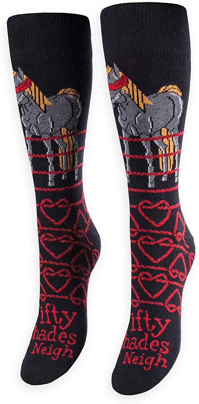 Feet, Unisex Casual Dress Fun Colorful Cotton Crew Socks, 50 Shades of Neigh Grey Horse James