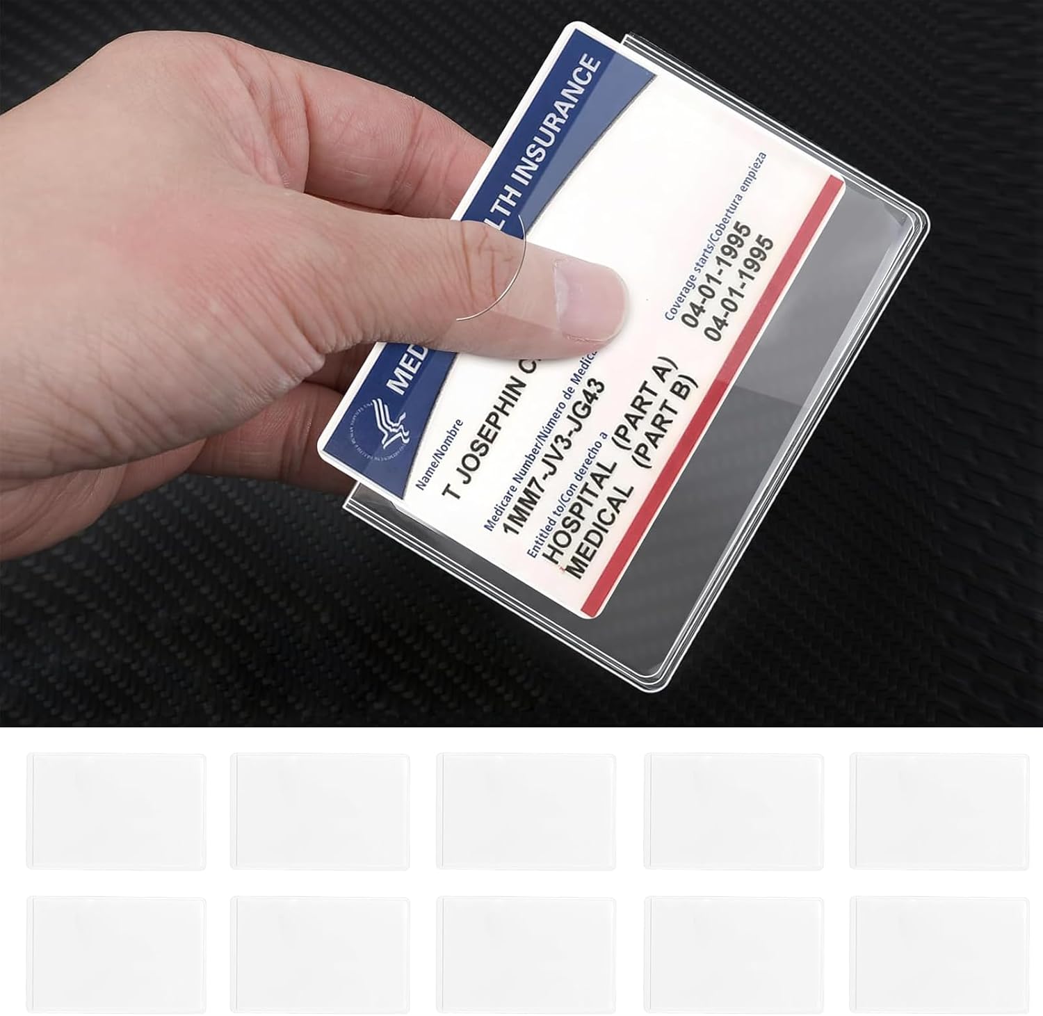 10 Pcs Waterproof PVC Card Protector Sleeves, Transparent Card Holder for ID, Credit, Business Cards, Durable and Protective