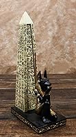 Vista 7 de Ebros Gift Tema egipcio Anubis Chacal Perro Deidad Arrodillado por pilar de obelisco jeroglífico Quemador de incienso Escultura Estatuilla de resina