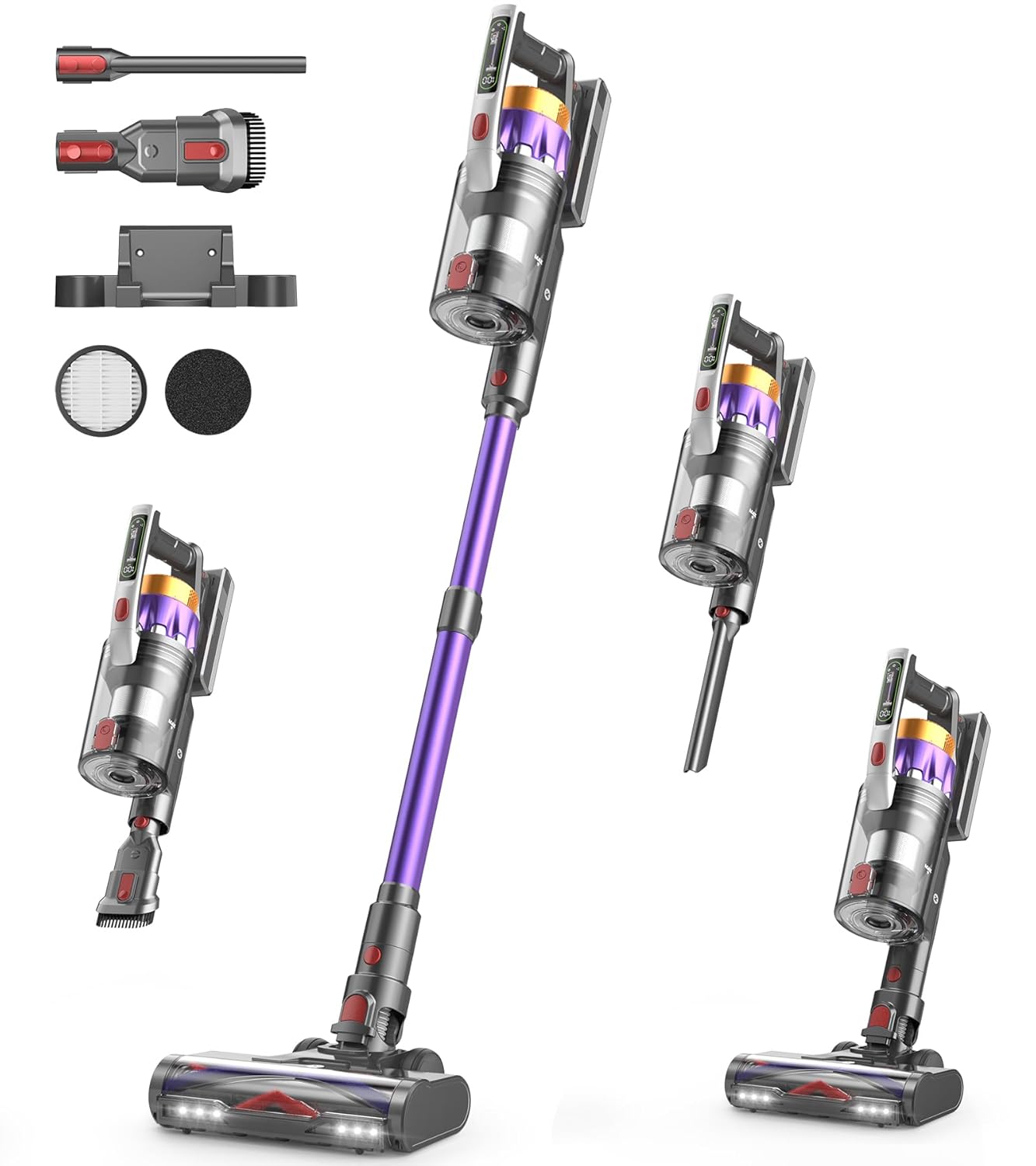 NADALY Cordless Vacuum Cleaner 650W 55KPA 70Mins Vacuum Cleaners for Home Anti-Tangle Self-Standing Stick Vacuum Cordless Rechargeable Lightweight