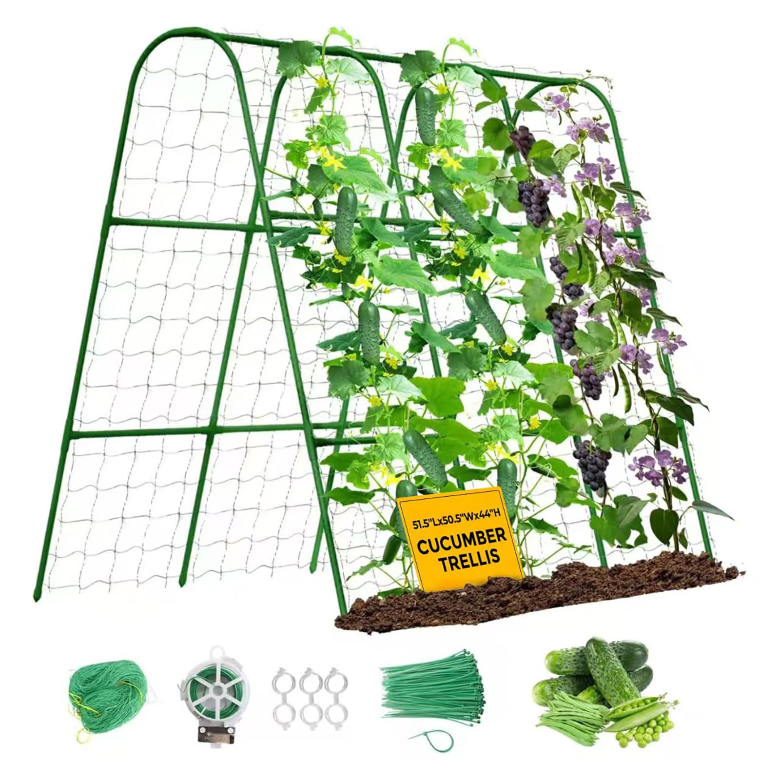 SHCCPPJ Cucumber Trellis, U-Shape Garden Cucumber Trellis for Raised Bed, Metal Rust-Proof Garden Arch Trellis for Climbing Plants Outdoor Vegetables Flowers Fruits (51.5''Lx50.5''Wx44''H) - 2