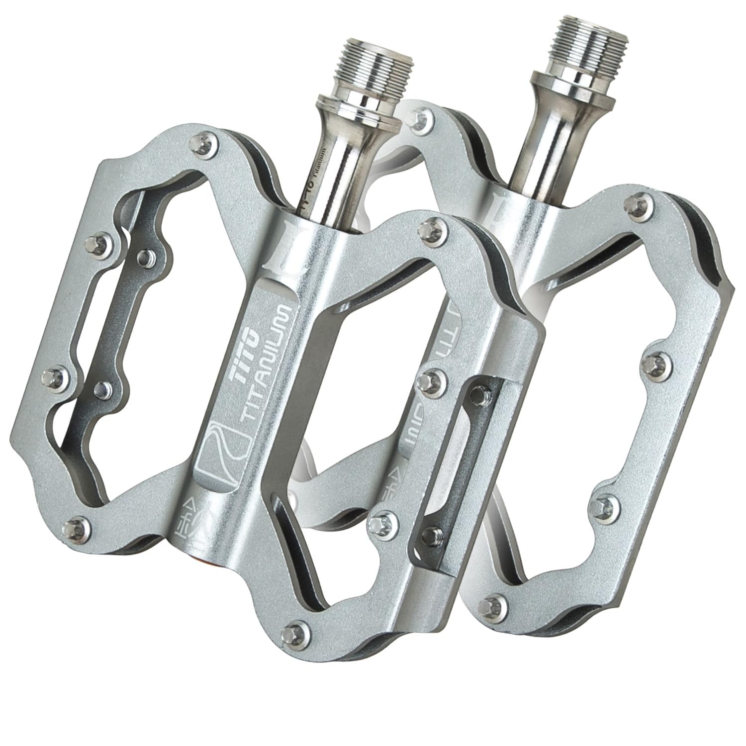 TiTo Titanium Classic Style Bicycle Pedal with Aluminium Alloy Bicycle Foot Pedals and Titanium Axles for MTB and Road Bike