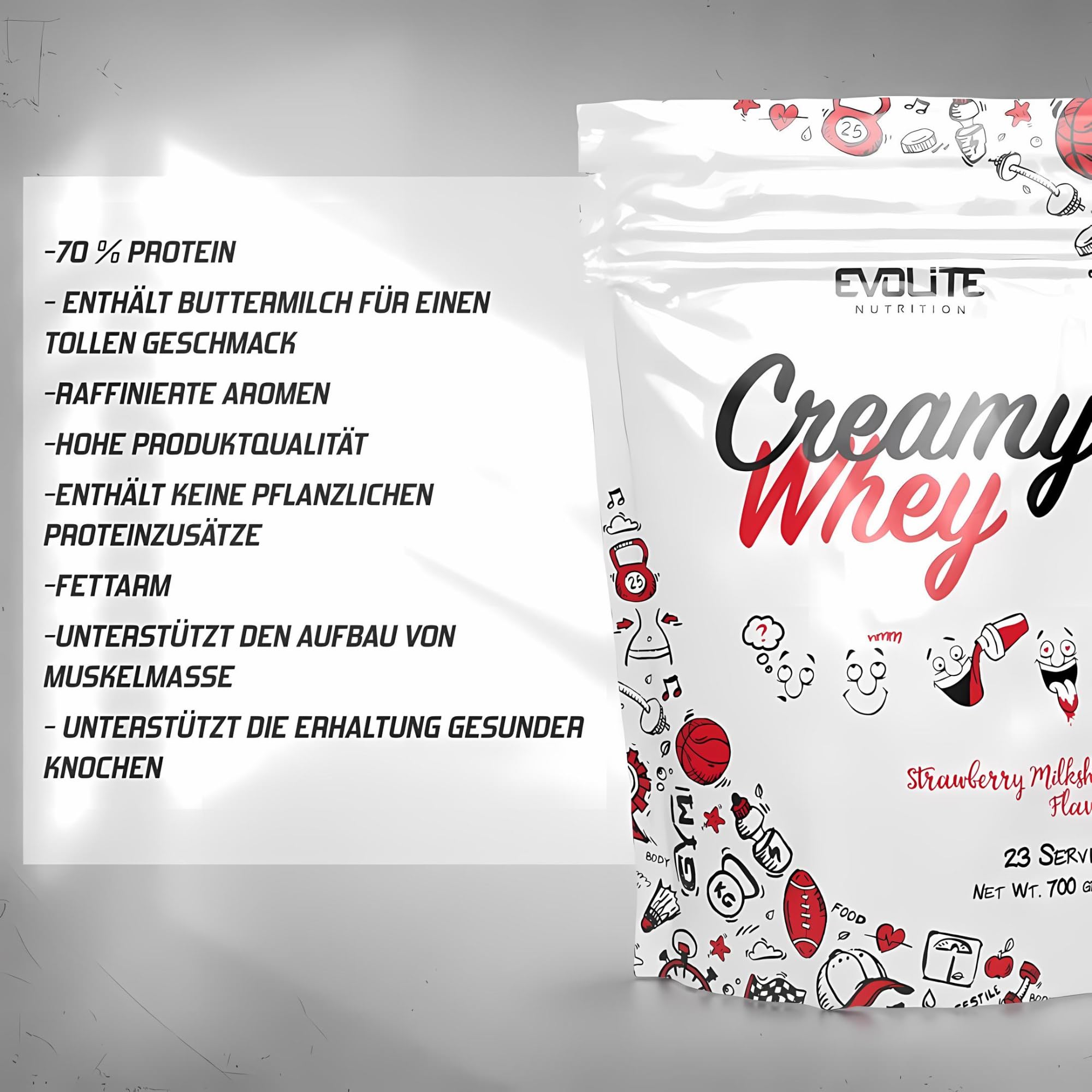 Evolite Nutrition Creamy Whey Conditioner z maślanką 700 g - Proszek białkowy - wysoka dawka BCAA - żywność o niskiej zawartości węglowodanów