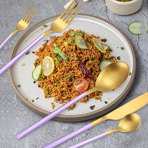 Miniatura 39 de AARainbow Juego de cubiertos de acero inoxidable de 8 piezas, portátil, reutilizable, juego de utensilios de viaje, incluye palillos, cuchillo