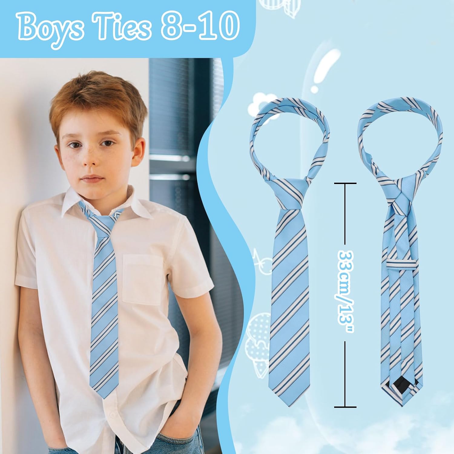 Luckyvestir Ties for Boys, Red Kids Tie, 2.36" Self Striped Twill Teen Kids Boys Ties 10 12 Years for School Uniforms Shirts