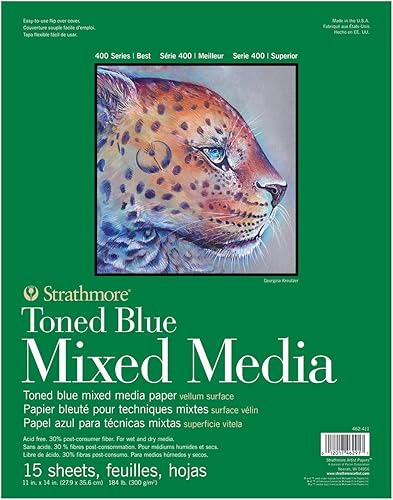 Strathmore 400 Series Mixto Media Pad Tono Azul 11" X14"-15 Hojas -62462411 Azul Tonificado