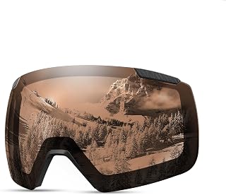 OutdoorMaster Heron Ski Goggles with 2 Lens, Frameless, Magnetic Interchangeable HD Toric Lens, OTG Snowboard Goggles