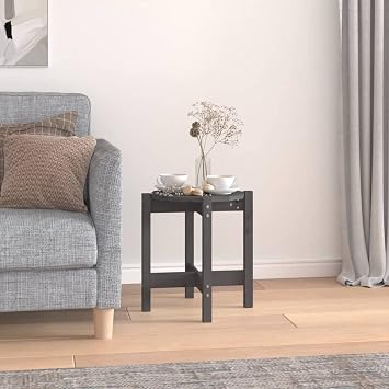 ZEYUAN Coffee Table Grey   42.5x45 cm Solid Wood Pine,End Table,Tea Table,Couch Table