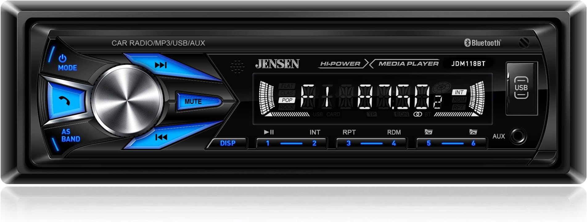 Jensen JDM118BT AM/FM Digital Media Receiver with Built-in Bluetooth (No CD Player)