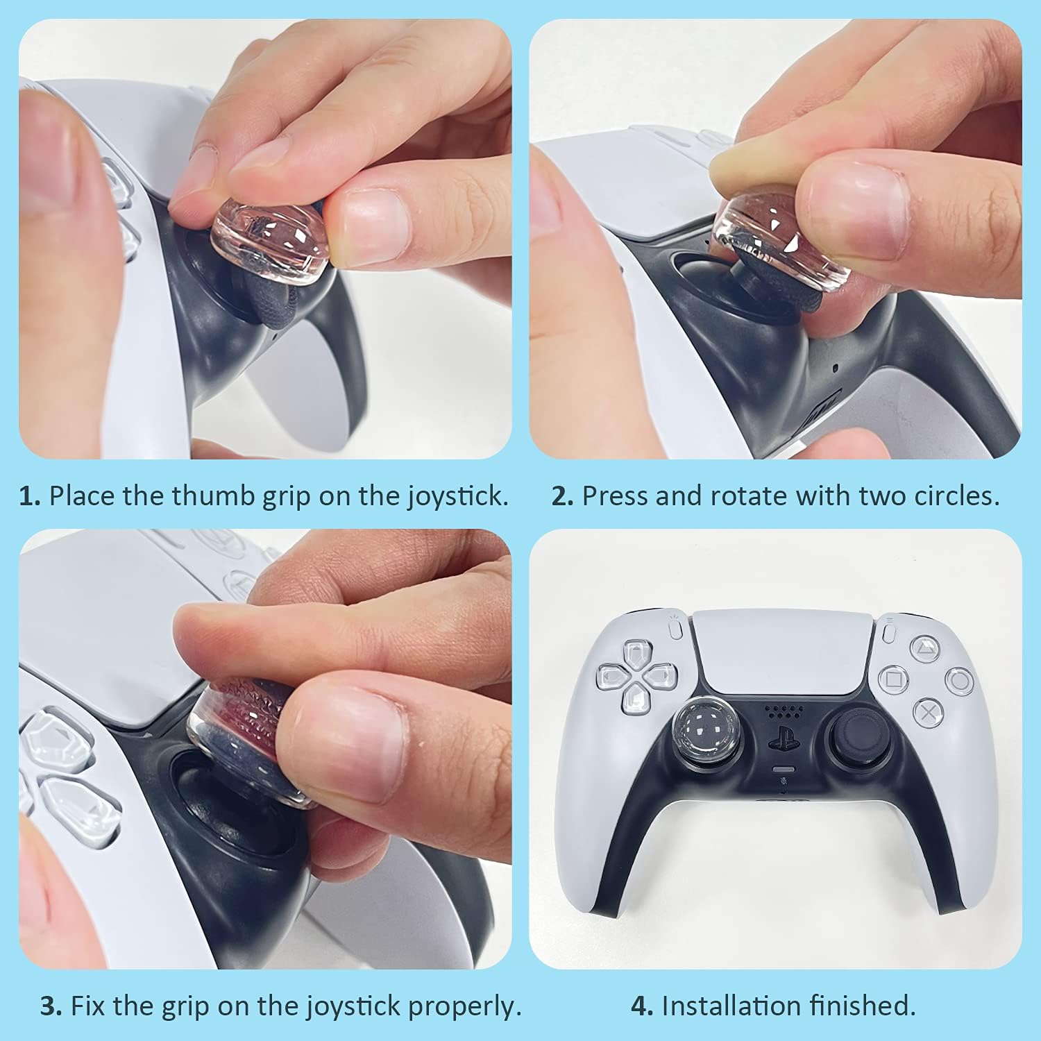 Controller Thumbstick Grips Extenders for PS5/ PS4/ PS3/ Switch Pro/Xbox One/Series X/S Gaming Controller Accessories, OIVO Universal Crystal Clear Soft Silicone Cover Joystick Thumb Grip Caps,4 PCS