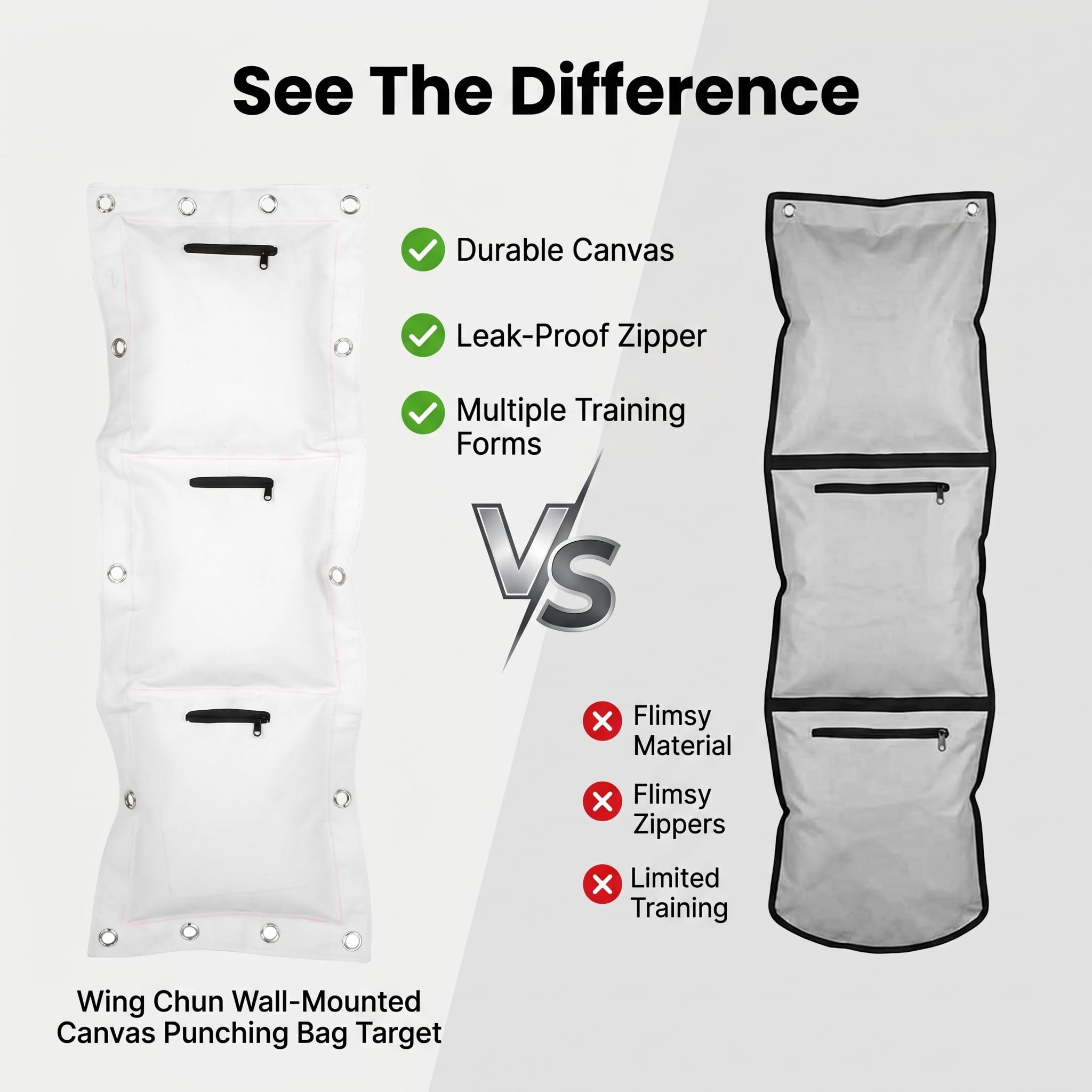CHICIRIS Sacco di Sabbia Sacco di Sabbia Wing Chun Wall Target,Wing Chun Wall Canvas Punch Sacco di Sabbia Vuoto Target Sacco di Sabbia per Cerniera per Boxe Muay Thai Sanda Borse Pesanti