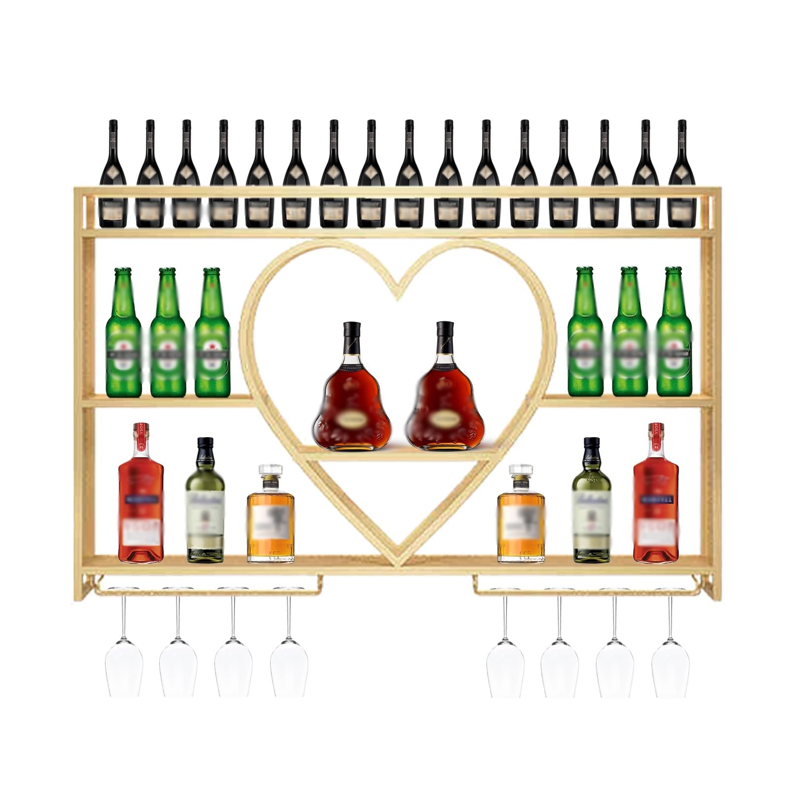 Bar étagère suspendue or lumineuse pour des moments partagés uniques