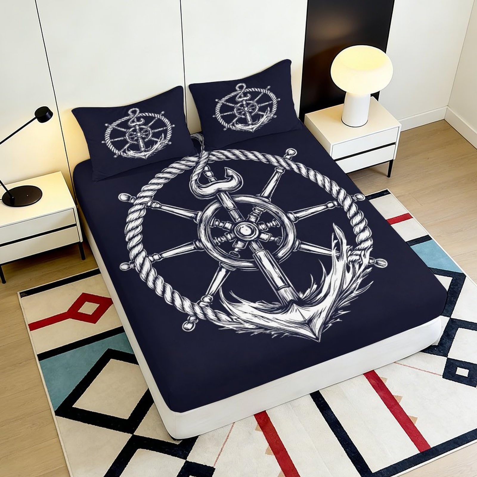 Lenzuolo con angoli in microfibra con stampa 3D, antiscivolo, decorazione per la casa | Morbido coprimaterasso, facile da pulire, traspirante, lavabile in lavatrice, utilizzabile tutto l'anno, 180 x 200 x 25 cm