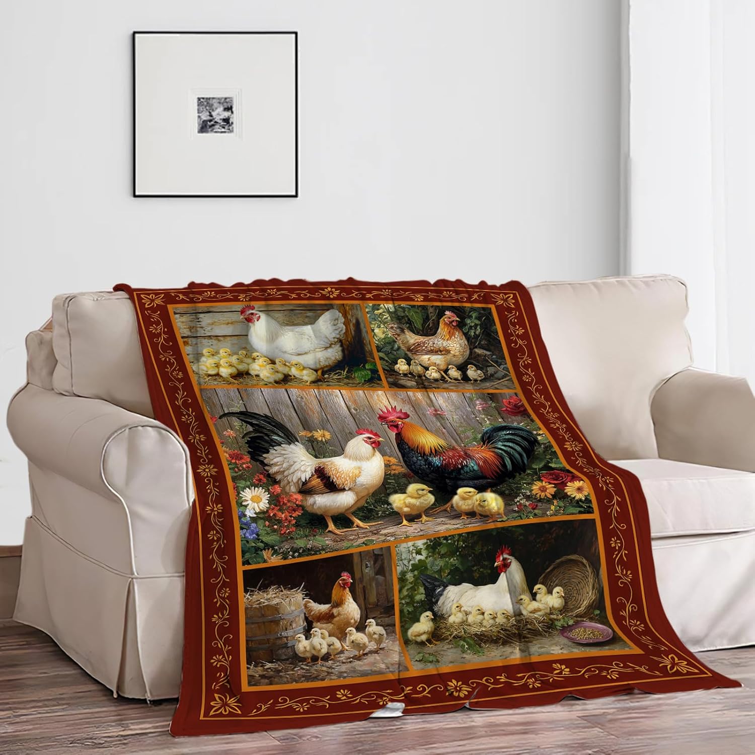 Chicken Blanket, Rooster Throw Blanket, Chicken Gifts, Hen Blankets, Chick Stuff Fleece Flannel Plush for Women Men Boys Girls Lovers Adults Soft Bedding for Sofa Bed Office Home Decor 40"X50" - Image 4