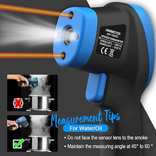 Miniatura 6 de AIOMEST Termómetro infrarrojo digital  Pistola de alta temperatura sin contacto AI-1500 Medidor de temperatura de pirómetro infrarrojo -58  2732