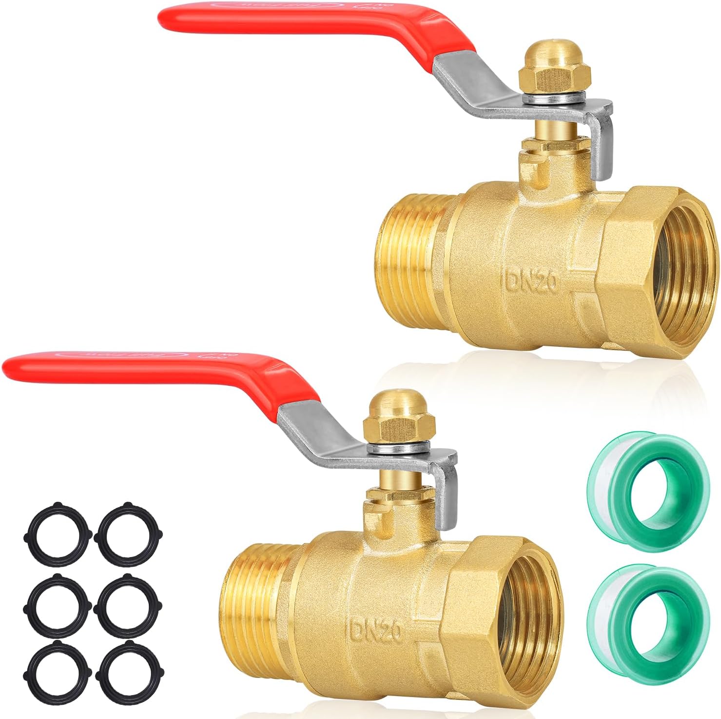 SIGURANTA Garden Hose Shutoff Valve, 3/4'' GHT High Flow, Heavy Duty Brass Shutoff Valve (3/4"GHT valve (Long Handle)2PCS)