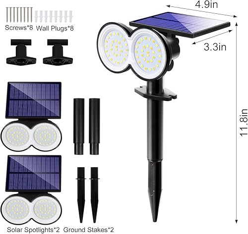 Miniatura 7 de K KASONIC - Focos solares de paisaje para exteriores, 2 en 1, luz solar de pared y tierra, luz diurna y blanco cálido, inalámbrico, luz de jardín